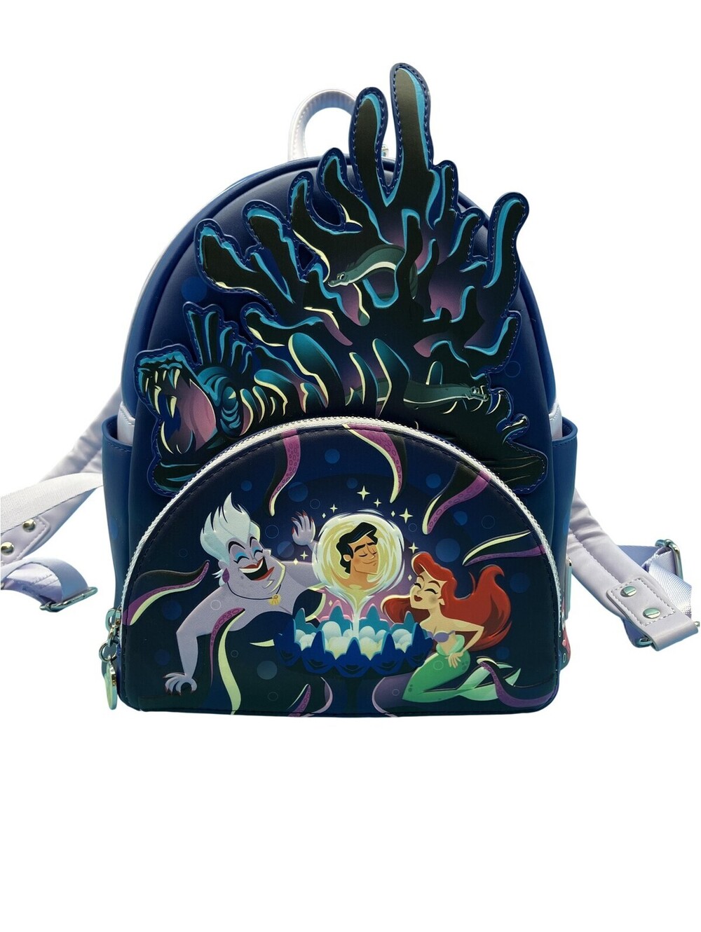 Loungefly Disney Princess Mini Backpack Womens Blue Ariel Ursula Eric Glow